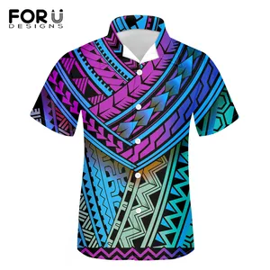 forudesigns summer men casual buttoned shirt brand designer polynesian tribal pattern fashion mens tops 2020 new hot selling free global shipping