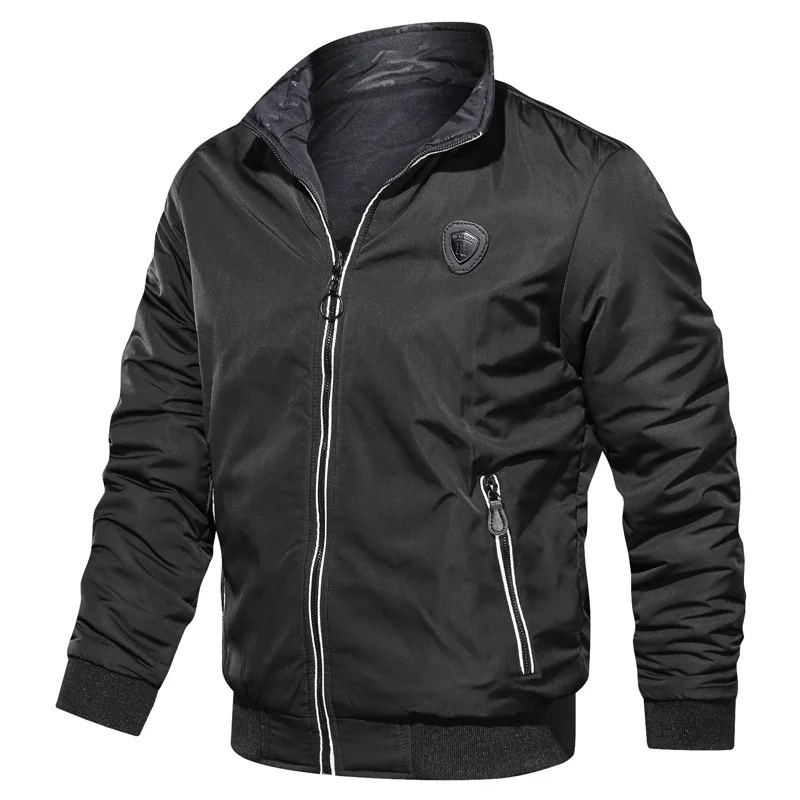 

Double Sided Men Jacket Coat Air Force Flight Jackets Male Stand Collar Casual Bomber Military Autumn Winter Windbreaker Jaqueta