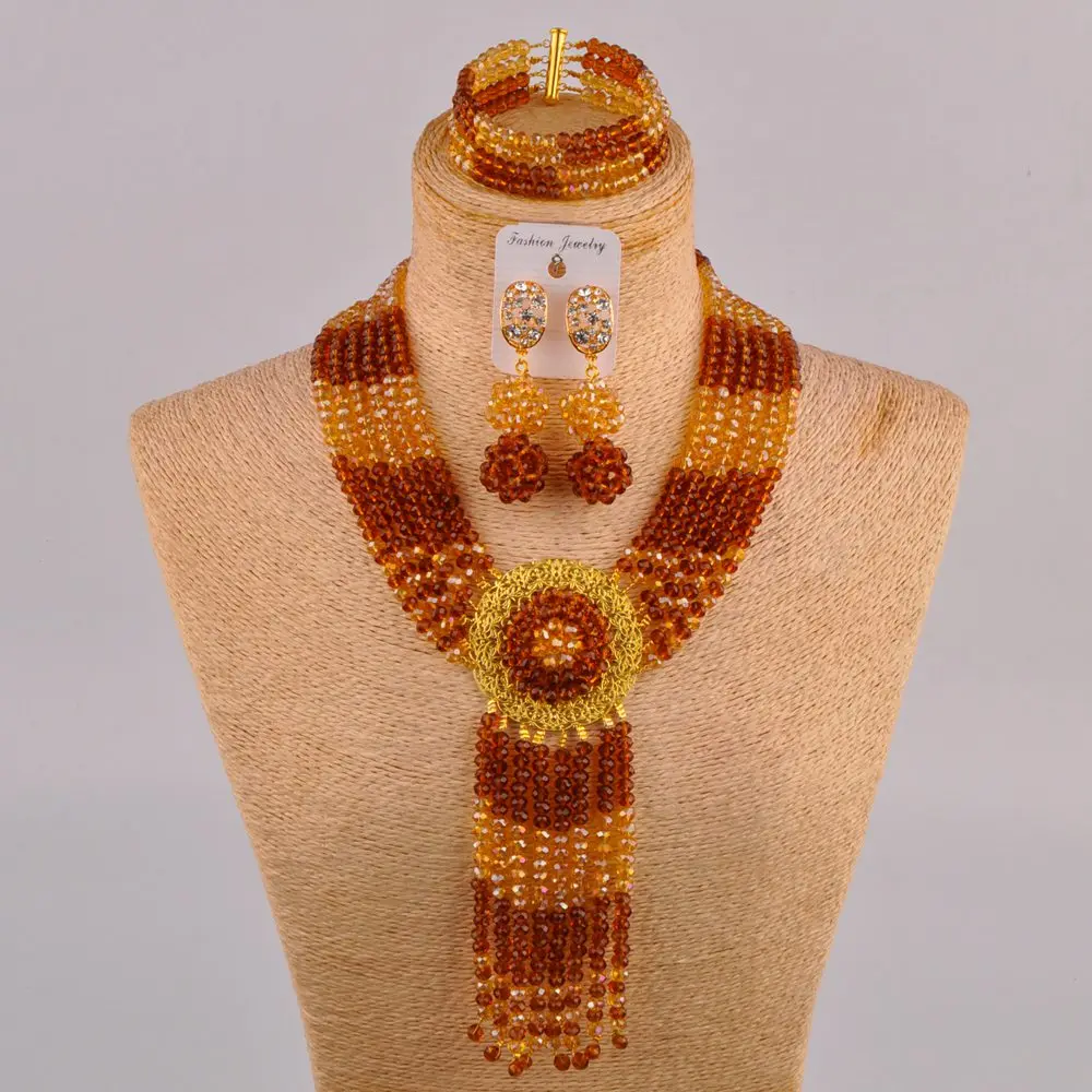 Набор бижутерии в африканском стиле с кристаллами цвета розового шампанского |