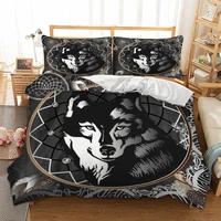 husky dog dreamcatcher bedding set black color animal duvet quilt cover twin queen king size bedclothes quilt cover 3pcs