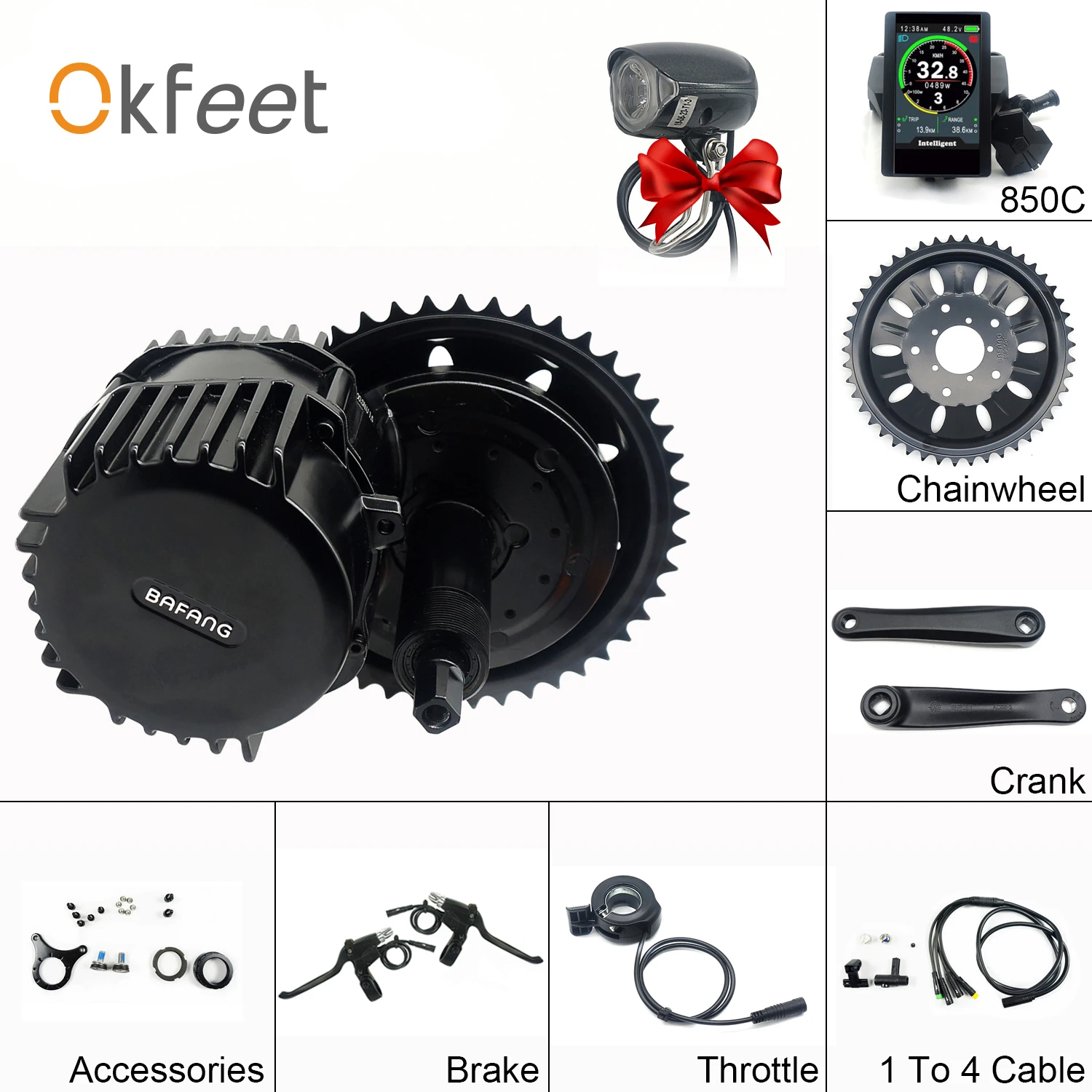 8fun/bafang 48 V/52 в 1000 Вт BBSHD электрический велосипед мотор комплект для каретка 68 мм 100 мм 120 мм с крупными покрышками для езды