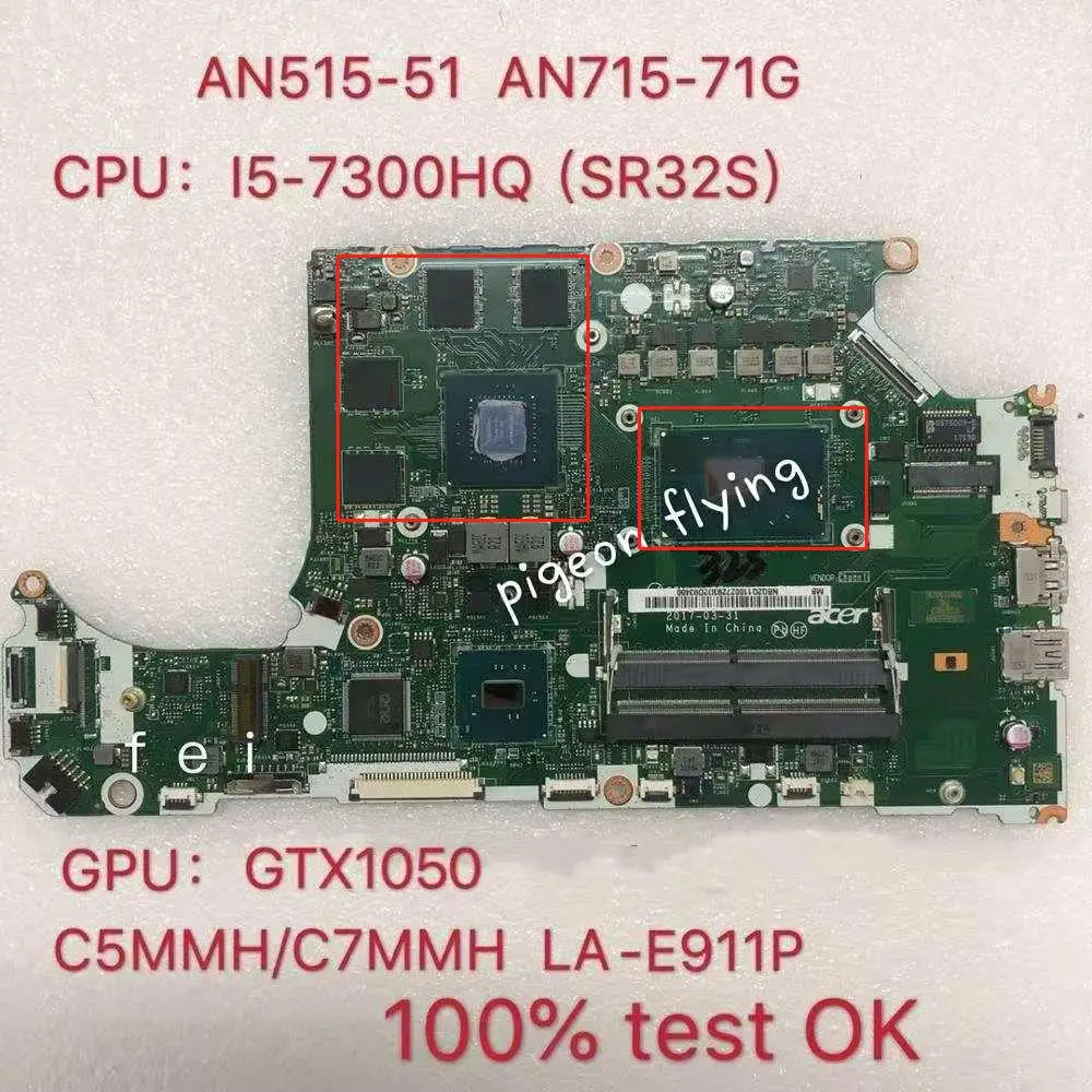 A715-71 Motherboard Mainboard for Acer Laptop A715-71G AN515 C5MMH/C7MMH LA-E911P NBQ2Q11006 with i5-7300HQ GTX 1050 DDR4 | Компьютеры и