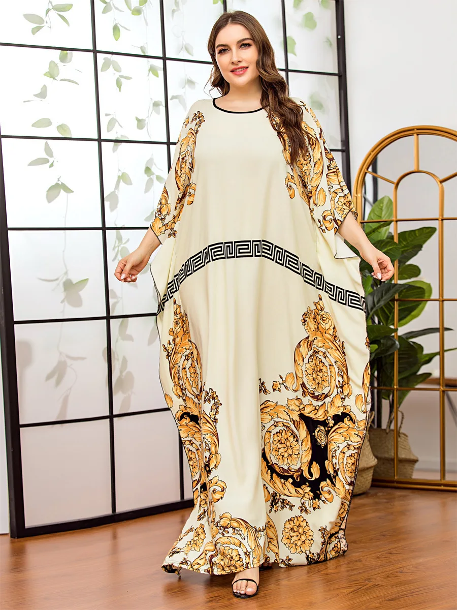 

ZTONE Dresses for Women 2021 Summer Dress Fashionable Loose Fairy Dress Free Size O-Neck Half Sleeve Retro Maxi Dress