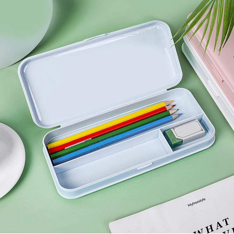 

2021 New Multifunctional Pencil Box Cute Pencil Cases Solid Color Creative Rectangle Pen Holder Kid Stationery Office Supplies