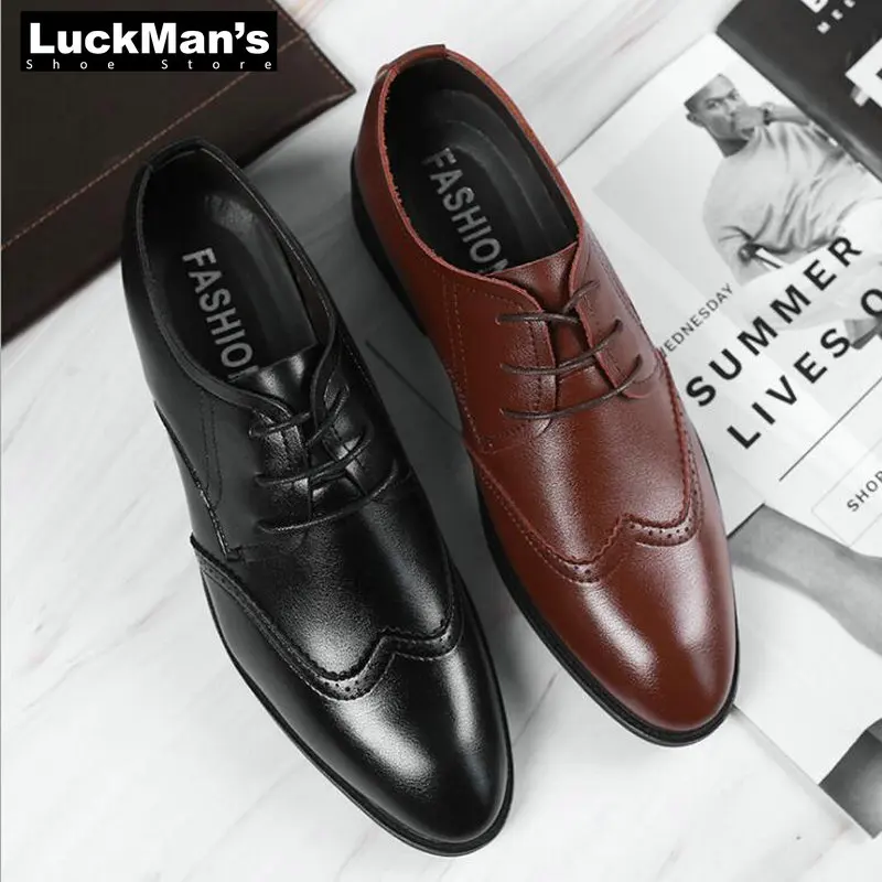 LuckMan/мужские деловые кожаные модельные офисные туфли Удобные мужские в