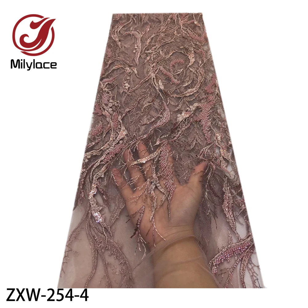 African Mesh Lace Fabric High Quality Embroidered with Heavy Hand Beaded for Wedding ZXW-252-253-254 | Дом и сад