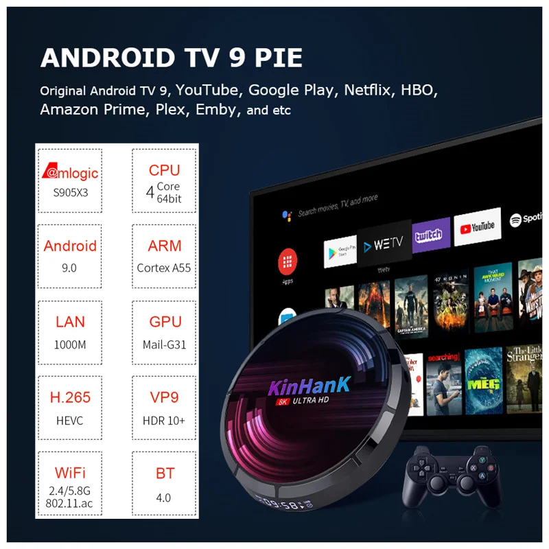Консоль HEYNOW X Max S905X3 Android 9 0 EmuELEC 4 2 Wi-Fi 4K HD ТВ Игровая приставка плеер 50000 + игр для