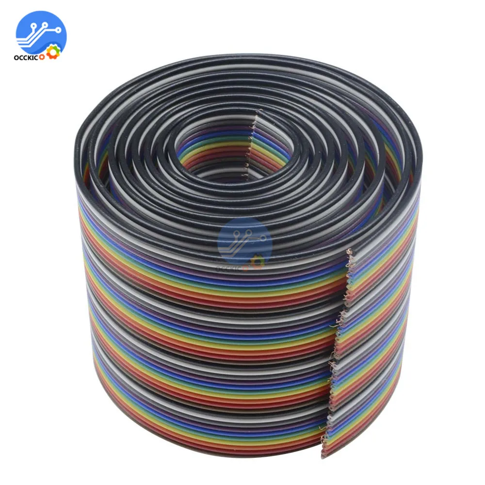 1M 3.3ft Flat Cable 40 Pin Rainbow Ribbon IDC Wire New Arrival | Электроника