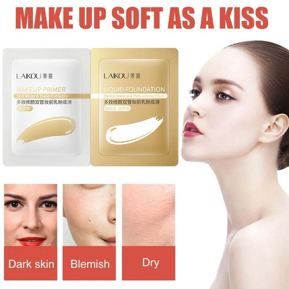 

2 Color Matte Liquid Foundation Face Foundation Full Coverage Long Lasting Concealer Cover Acne Dark Circles Portable Bag