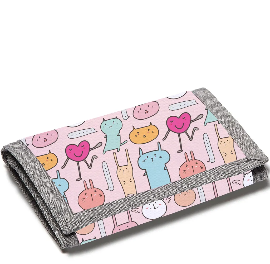 Animal Cartoon Prints Can be Customized Children's Cute Coin Purse, Student Foldable Canvas Wallet, Portable Bank Card Holder