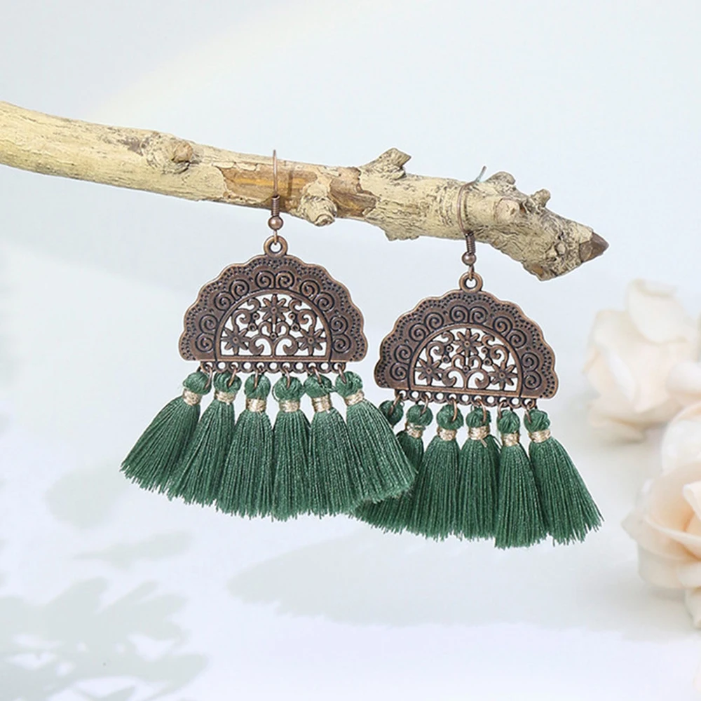 

Trendy Bohemian Tassel Hanging Earrings for Women 2021 New Ethnic Vintage Boho Sector Drop Dangle Earring Party Jewelry Gifts