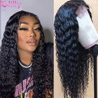 150 density 100 remy human hair deep wave 4x4 lace closure wigs for women natural hairlines middle part deep wave