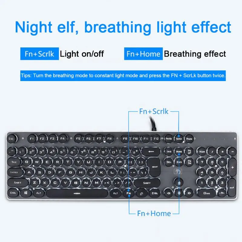 Механическая игровая клавиатура 3 типа 104 стандартных клавиши с подсветкой