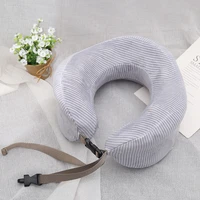 cute neck pillow airplane travel pillow to protect the cervical spine new pinstripe memory foam u shaped pillow for easy storage