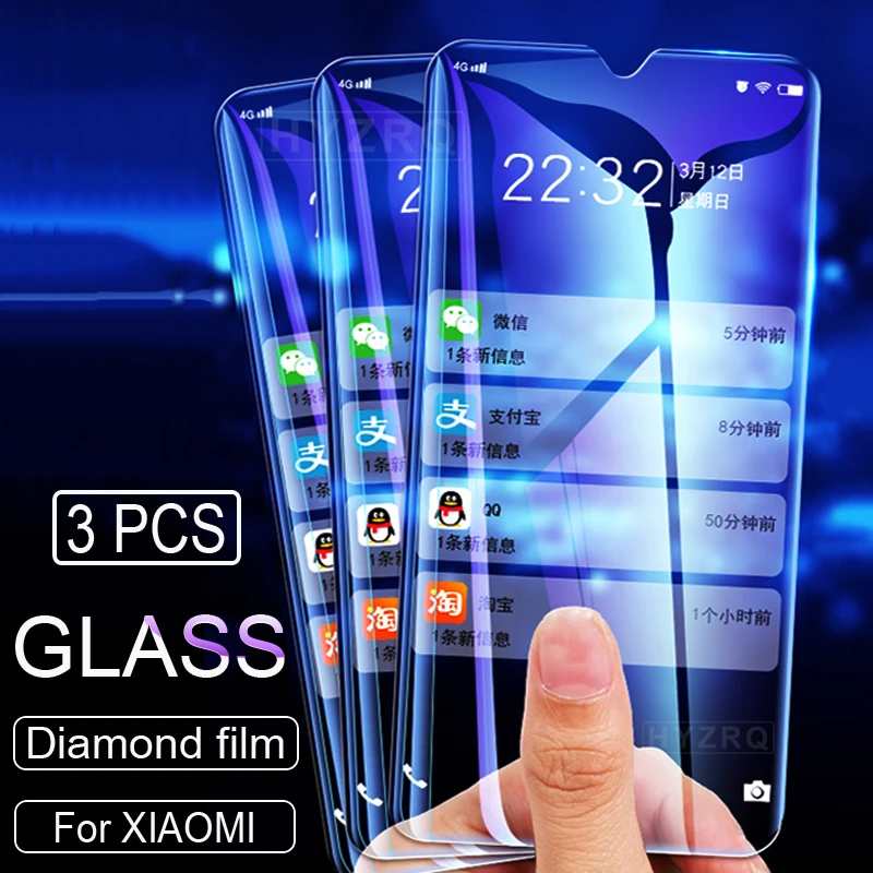 3 шт. полное покрытие закаленное стекло для Xiaomi Redmi Note 7 8 Pro 9s 9 Max Защитное экрана 8A