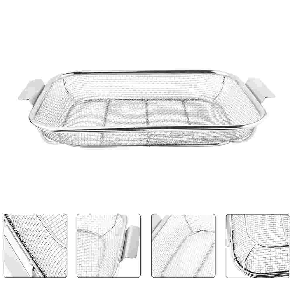 

1Pc Stainless Steel Practical BBQ Food Basket Washing Drain Basket (Silver)