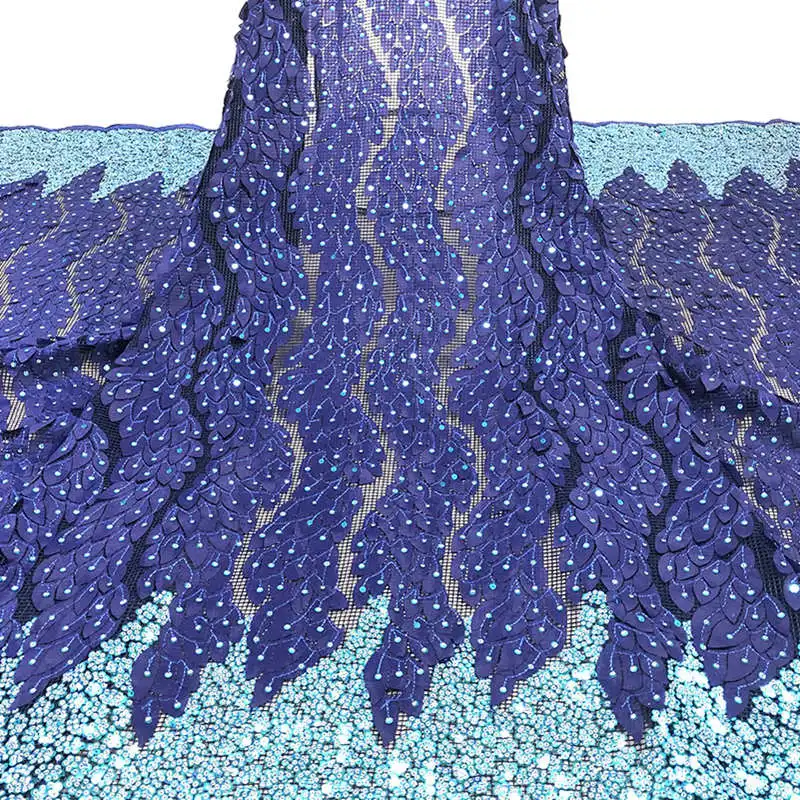 Blue Turquoise Африканская кружевная ткань высокое качество кружева с блестками французские кружевные ткани сиреневые нигерийские швейцарские кружевные ткани для свадебного платья DG091 - Цвет: Blue Turquoise