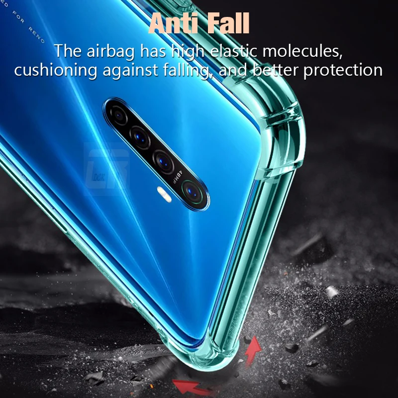 Transparent Case for OPPO Reno 2Z A9 A5 2020 R17 R15 A72 Shockproof Airbag Case for Realme GT X7 6 X XT 5 3 X2 8 Pro Phone Case