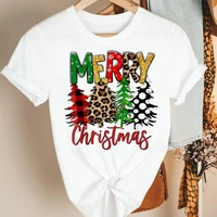 women clothes new year leopard new tree 90s holiday merry christmas t tee fashion tshirt print female lady top graphic t shirt