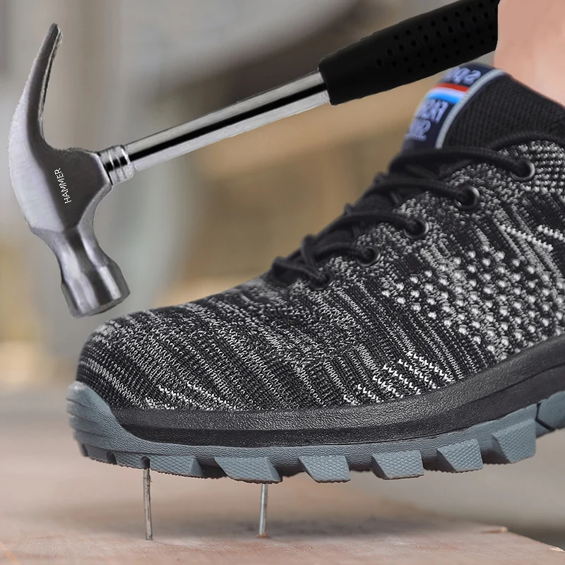 Мужская защитная обувь со стальным носком осенние дышащие противоударные ударопрочные мужские рабочие