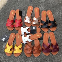 2021 summer women sandals shoes style fashion pu leather interlocking surface female slippers solid high quality woman slides