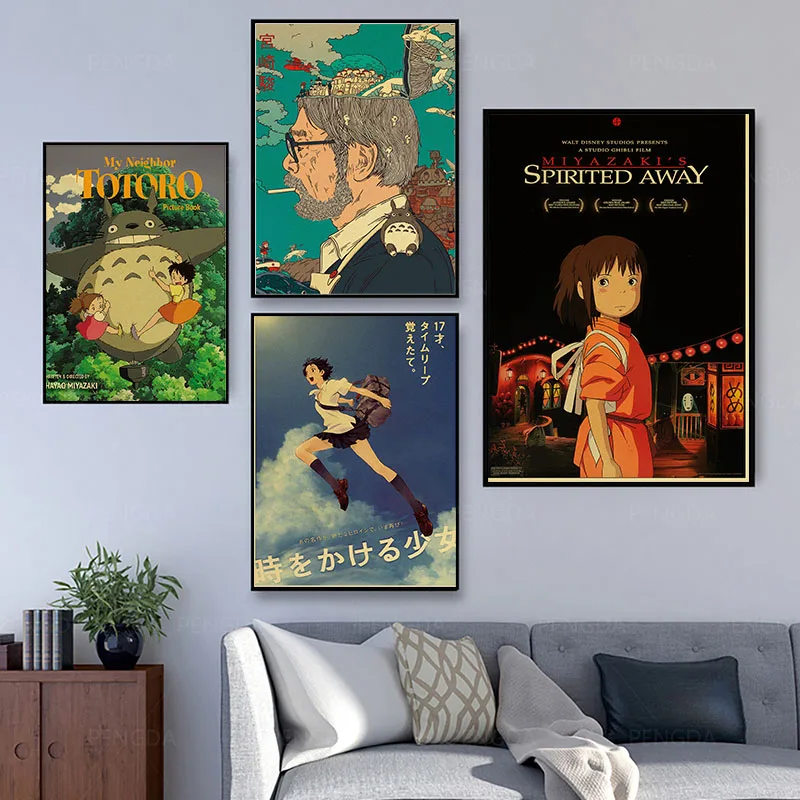 

Retro Poster Classic Anime Poster Display Retro Kraft Paper Poster Painting Home Decoration Wall Sticker