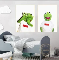 green frog canvas painting nordic muppet abstract art posters and prints home decoration living room fantasy picture on the wall