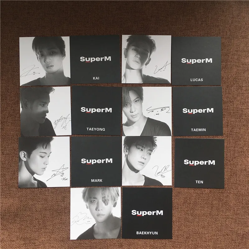 К поп суперм ЛОМО фото карта Супер м Подпись Фотокарта плакат BAEKHYUN MARK KAI TEN LUCAS TAEMIN