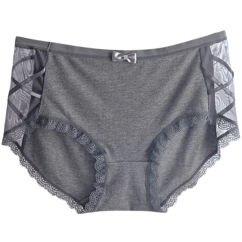 

2021 New Sexy Lingeries Briefs Women Underwears Mesh Hollow Side Cross Belt Intimates Plus Size 5XL Mid Waist Lady's Panties
