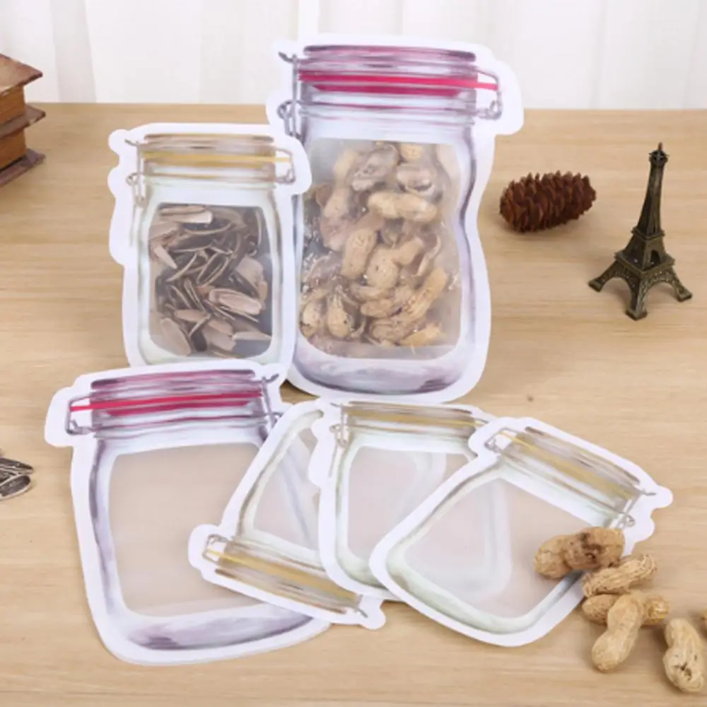 

12 Pieces Mason Jar Zipper Bags Reusable Snack Saver Bag Leakproof Food Sandwich Storage Bags for Travel Kids