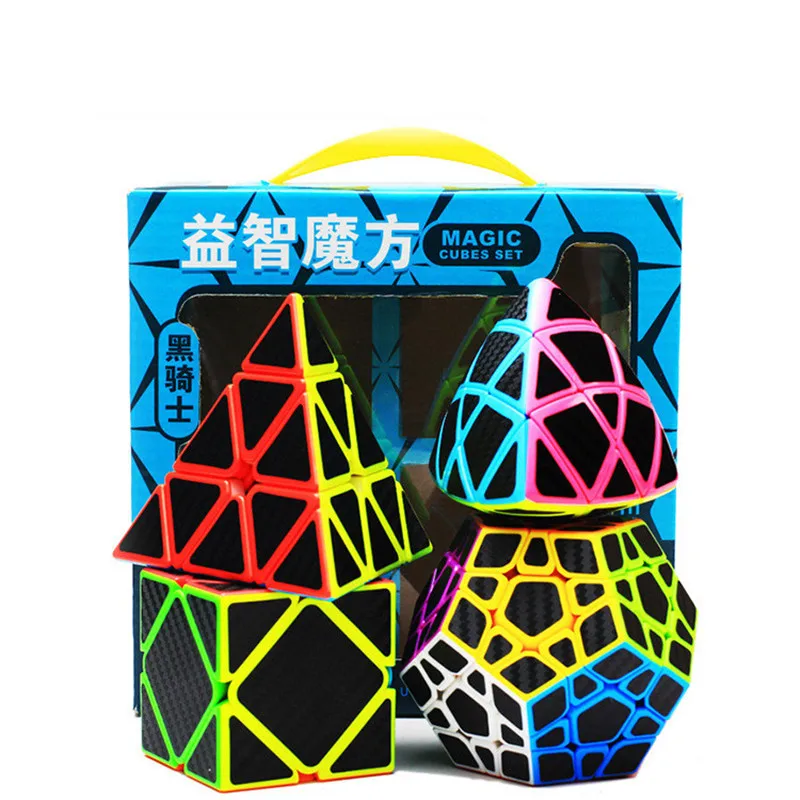 Zcube углеродное волокно черный рыцарь набор Подарочная коробка 2x2 3x3 4x4 5x5 Пирамида