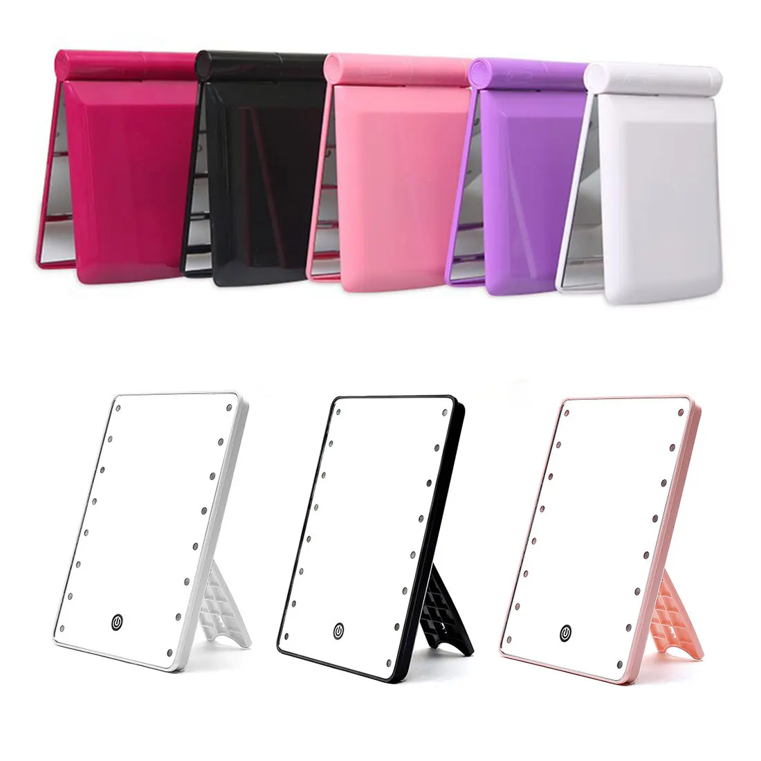 

LED Makeup Mirror with 8/16 LEDs Lights Touch Screen Switch Led Vanity Backlit Mirror Table Cosmetic Mirror Battery Operated