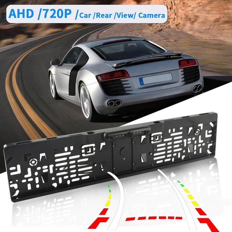 

EU Car License Plate Frame CCD Dynamic Trajectory Rear View Camera Night Vision Reversing Camera with 5 IR Light