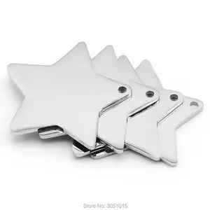 Оптовая продажа, 100 шт., идентификационная бирка со звездами из нержавеющей стали, бижутерия сделай сам, подвеска с именной табличкой для мужчин, собак, бирка для идентификационной таблички, декоративный ошейник для домашних животных