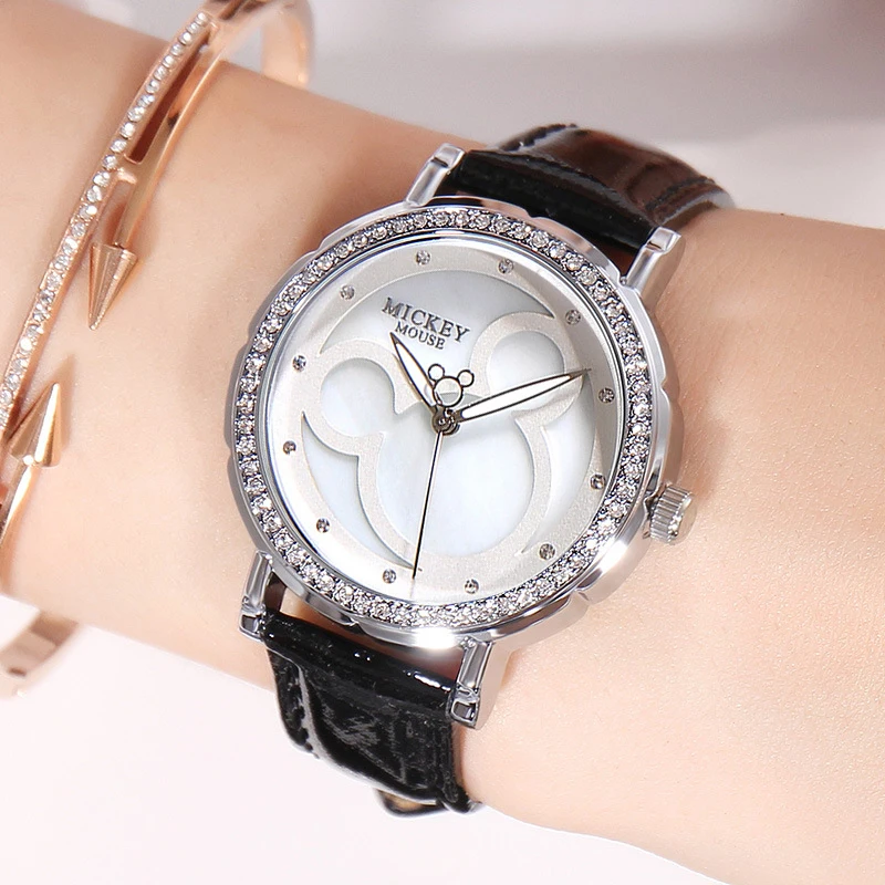Disney Kids Watch Women Fashion Cute Wristwatches Girls Boys Mickey Mouse Gift Leather clock | Наручные часы