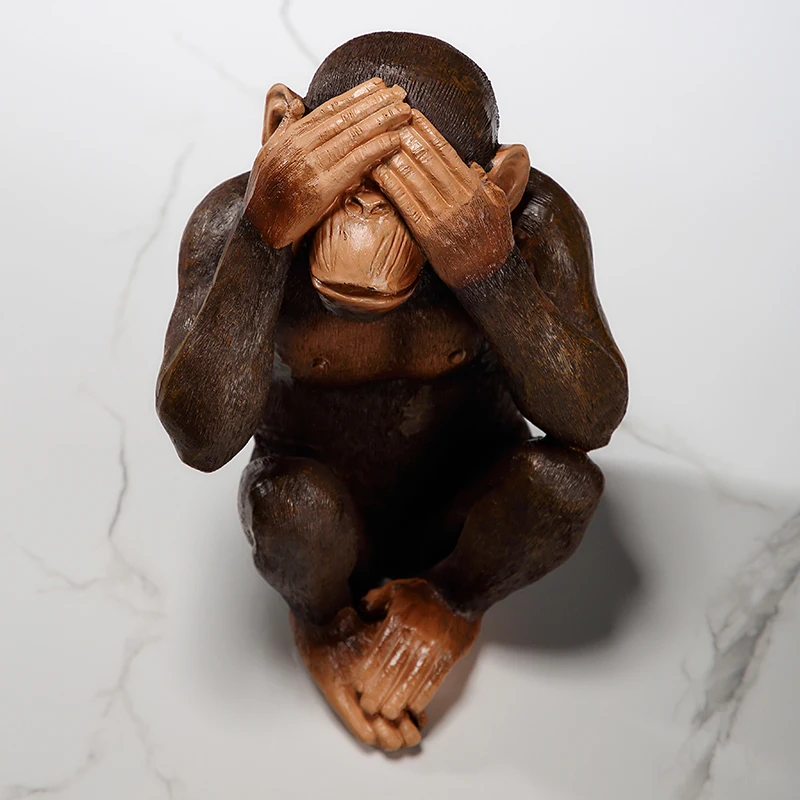 

Creative Simulation Animal Sculpture Resin Little Monkey Statue Crafts Living Room Study Furnishings Home Decoration Accessories