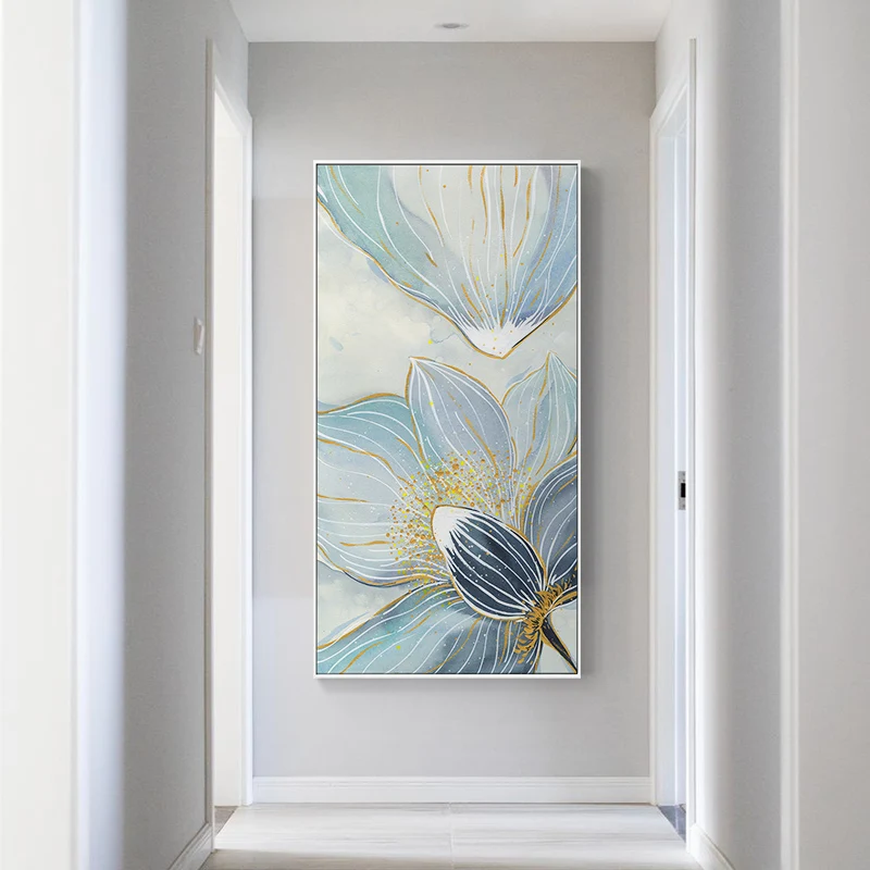 

Abstract Fashion Poster Printing Flower Blooming Canvas Lotus Wall Art Living Room Plant Wall Decoration Painting Frameless