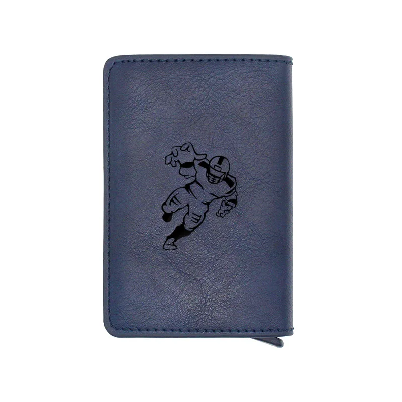 Синий кошелек с отделением для кредитных карт регби мужской кожаный короткий