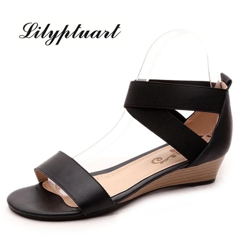 

Туфли женские кожаные, мягкие, Нескользящие, на танкетке, в римском стиле, для работы, 2019