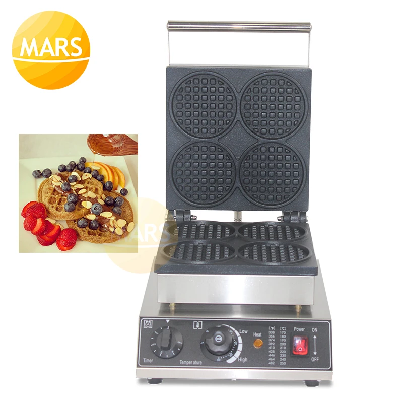 

Bakery Machine 4pcs Waffle Maker Commercial Electric Waffle Iron Baker Non-stick Baking Iron Plate Cake Oven Waffle Toaster 220V