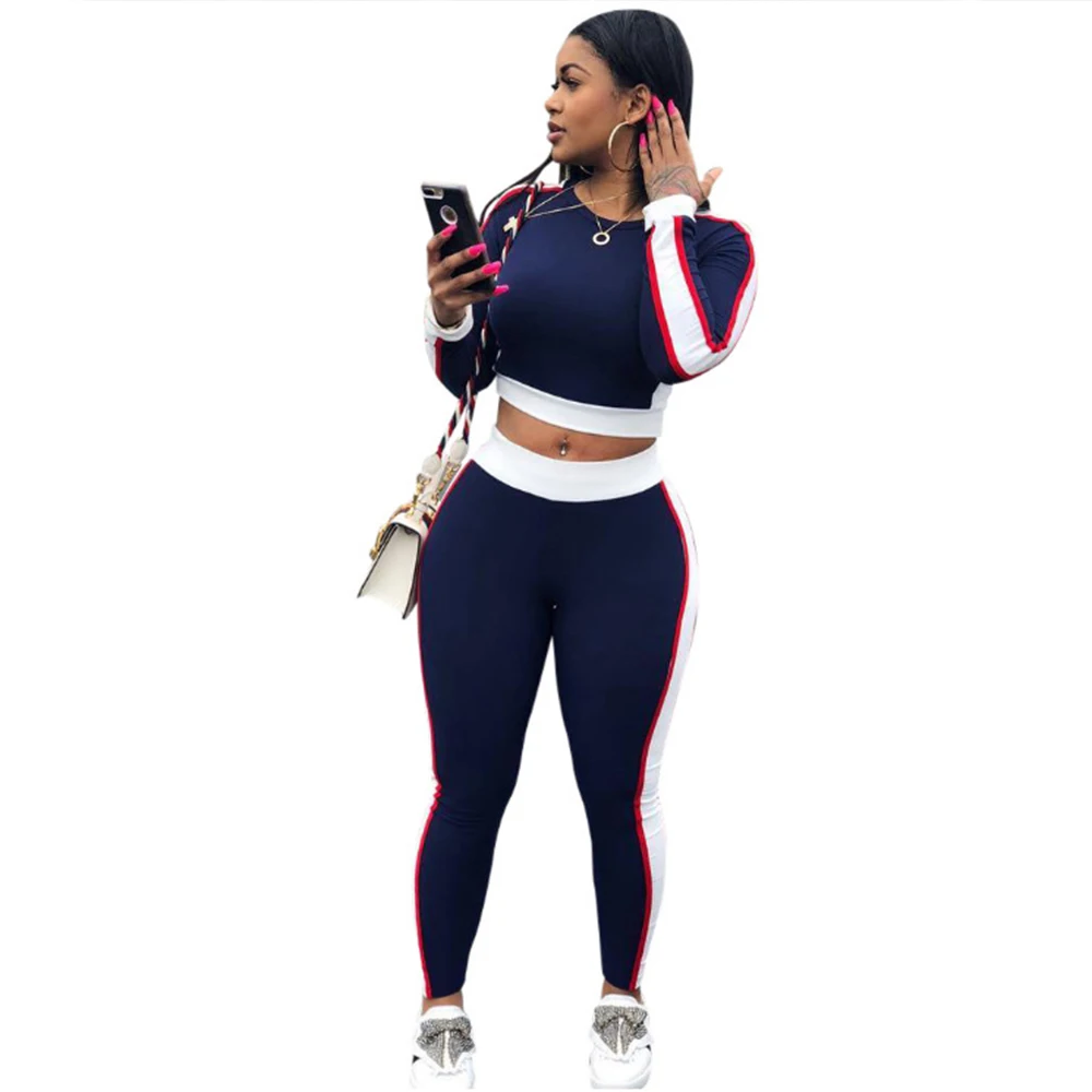 

Diiwii Women 2Pcs Set Sexy Sports Set Sleeve Crop Top Pants Outfit Workout Gym Fitness Athletic Workout Clothes Tracksuit