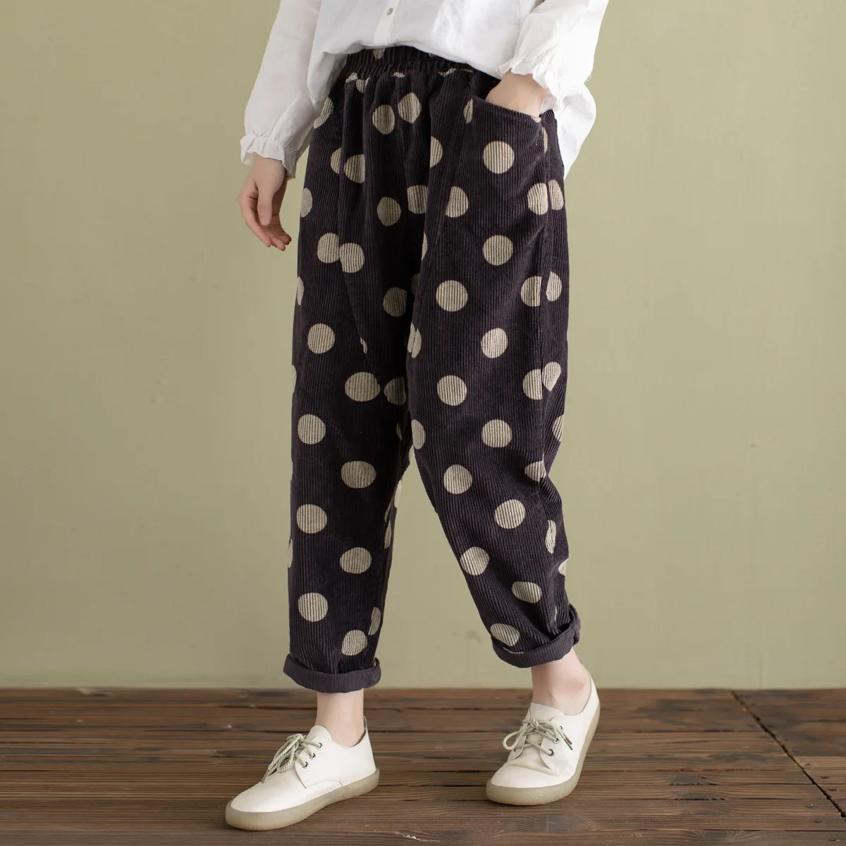 Женские брюки осень зима большой размер эластичный пояс 2019 новые женские