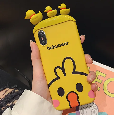 style A Забавный мультяшный стереоскопический маленький желтый утенок розовый поросенок чехол для телефона для iPhone XR XS MAX X 7 8 6 6splus красивые куклы игрушки чехол - Цвет: style A