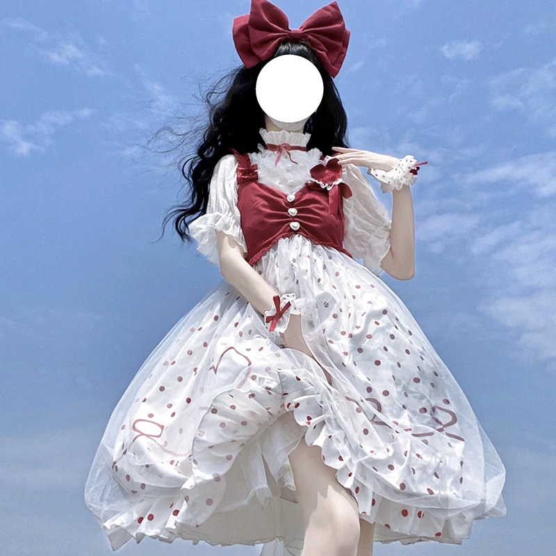 

Summer Love Embroidery Lolita Women's Sweet Daily Princess Party Gorgeous Suspender Bud JSK Sling Dress Japanese Soft Sister