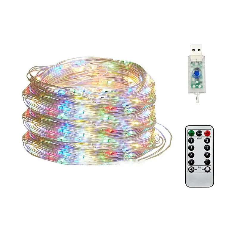 50/100/200 светодиодный медный провод струнные огни USB плагин сказочные огни с пультом дистанционного управления 8 режимов огни Водонепроницаемый Таймер дистанционного управления