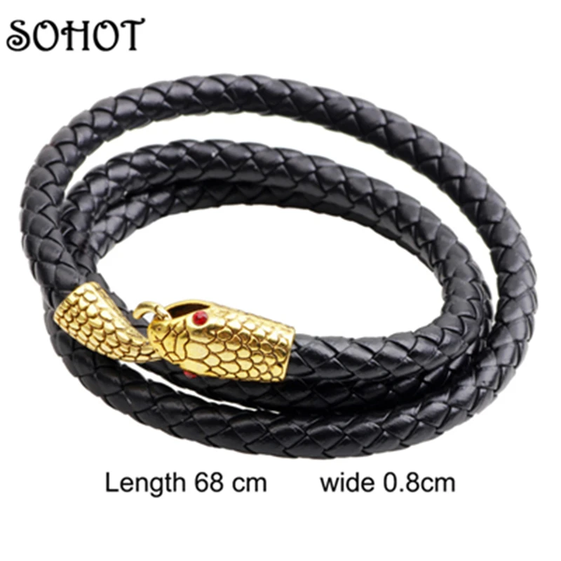 SOHOT модный черный браслет из натуральной кожи ручная работа плетеная веревка