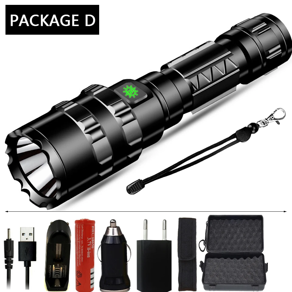 Option D Litwod Z401002 охотничий светодиодный фонарь 65000лм Мощный тактический фонарь Перезаряжаемый 18650 аккумулятор водонепроницаемый Скаут свет - Испускаемый цвет: Option D