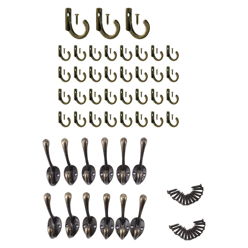 

12 шт./упаковка, двойные настенные крючки с винтами