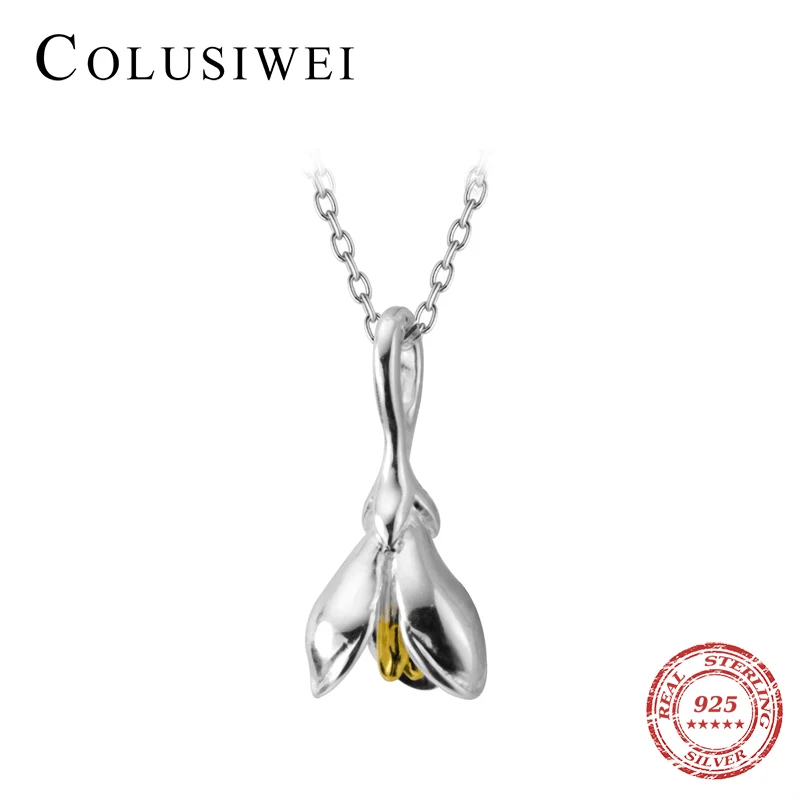 COLUSIWEI Budding золотой цвет цветок магнолии кулон ожерелье для женщин 925 Стерлинговое