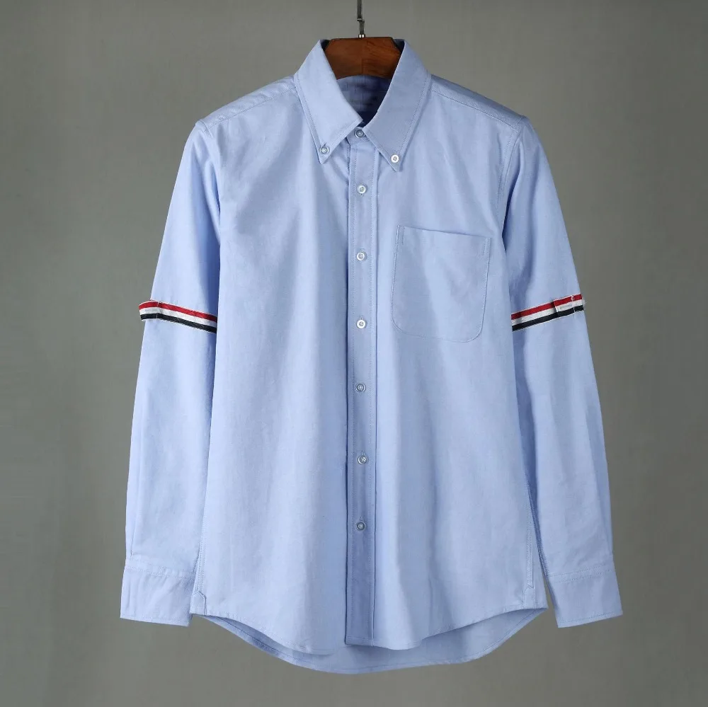 

Oxford New 2020 Men embroidery Striped Fashion Cotton Casual Shirts Shirt high quality Pocket long-sleeves Top M 2XL #GG2